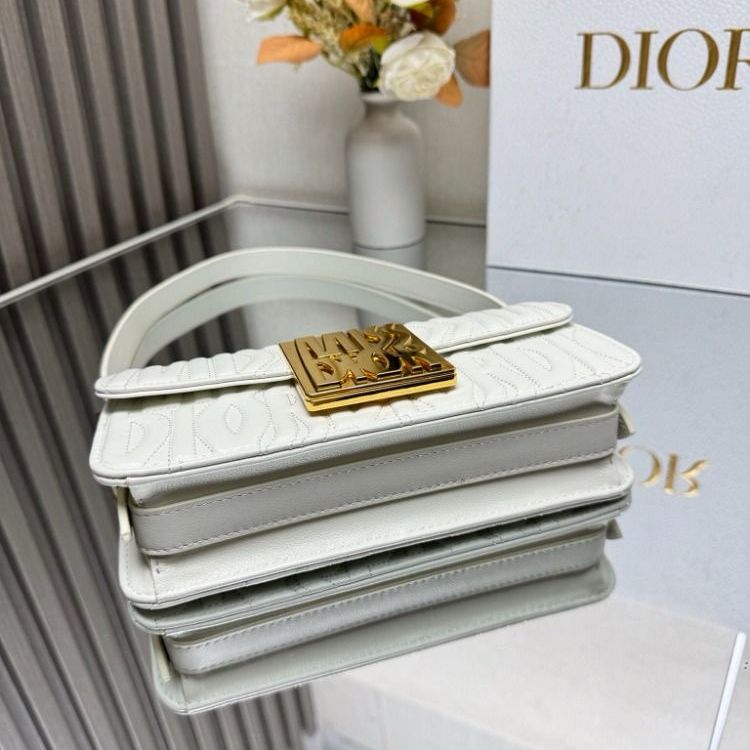 Dior Miss Dior Flap White Embossed Sling Bag (With Box)
