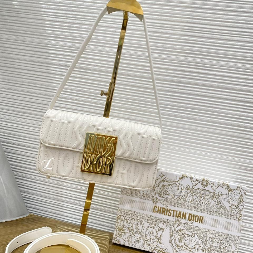 Dior Miss Dior Flap White Embossed Sling Bag (With Box)