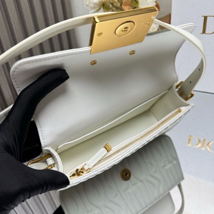 Dior Miss Dior Flap White Embossed Sling Bag (With Box)