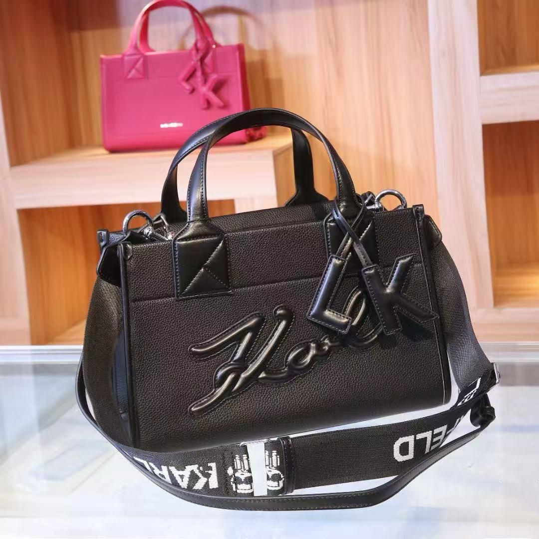 Karl Lagerfeld K/SKUARE Black Color Grainy Small Tote Bag (With Box)