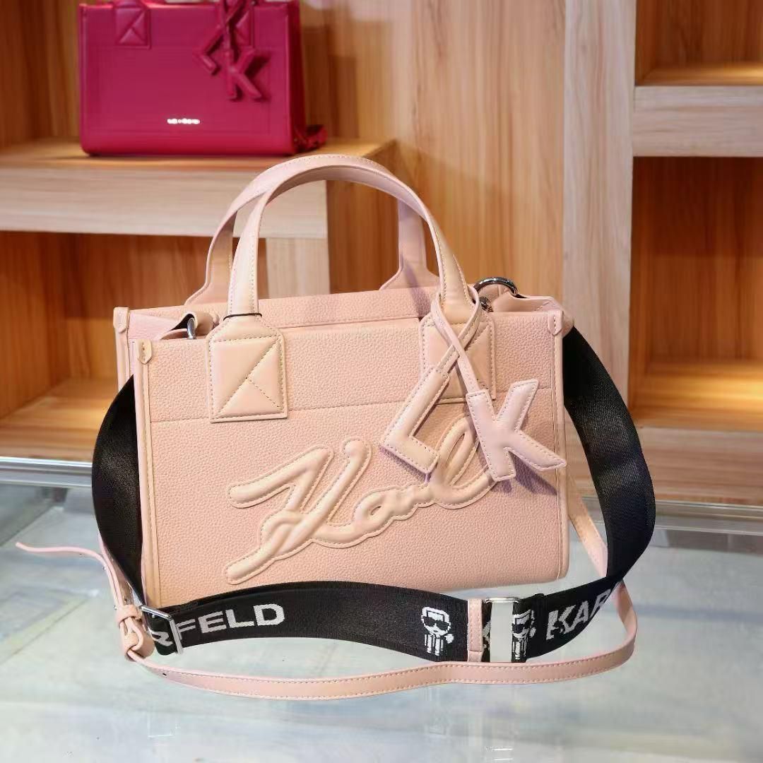 Karl Lagerfeld K/SKUARE Pink Color Grainy Small Tote Bag (With Box)