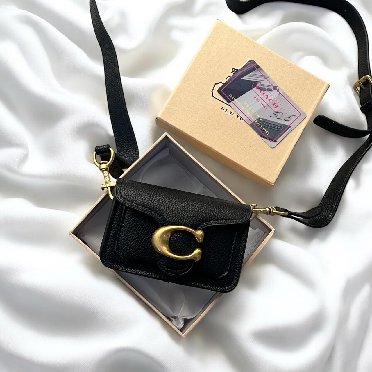 Coach Apricot Black Miniature Tabby Sling Bag (With Box)