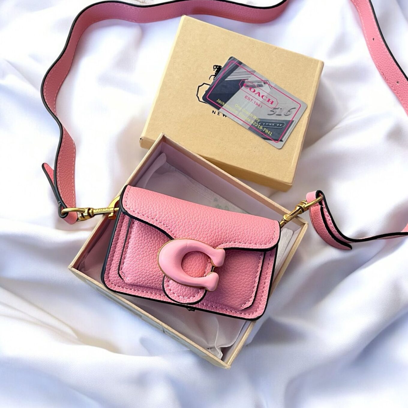 Coach Apricot Pink Miniature Tabby Sling Bag (With Box)