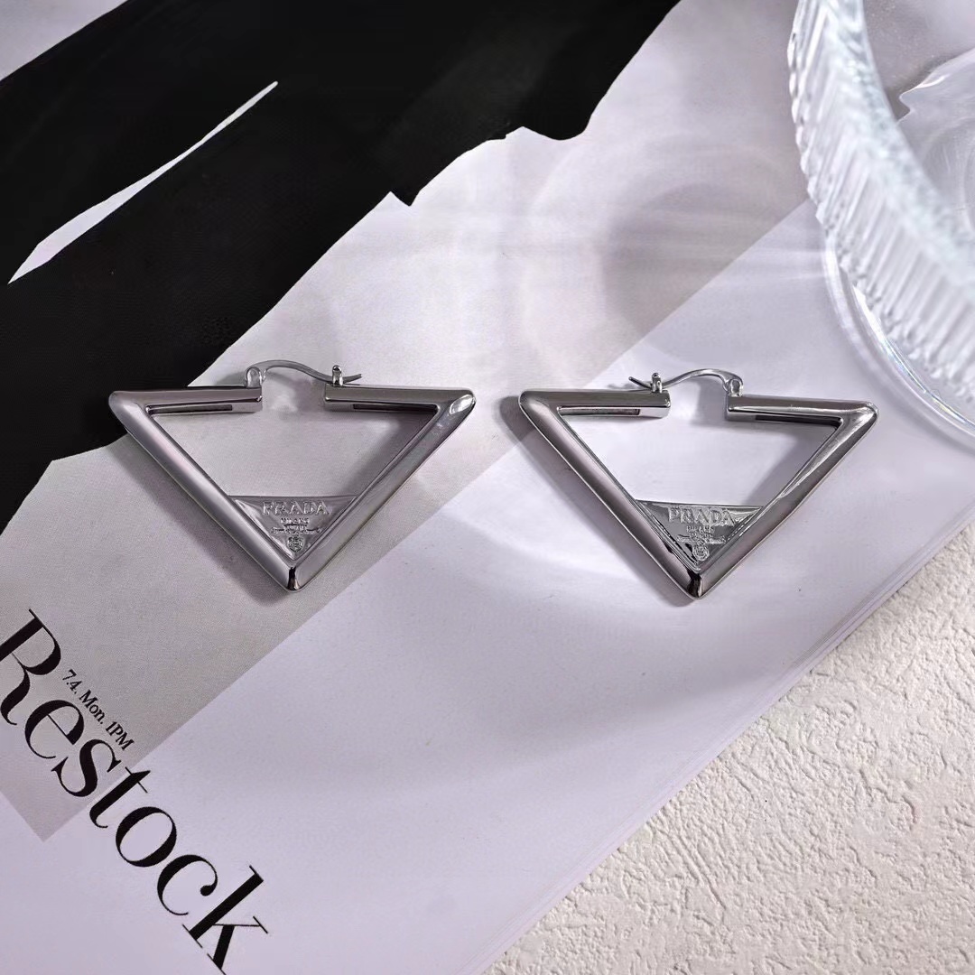Prada Silver Triangle Earring