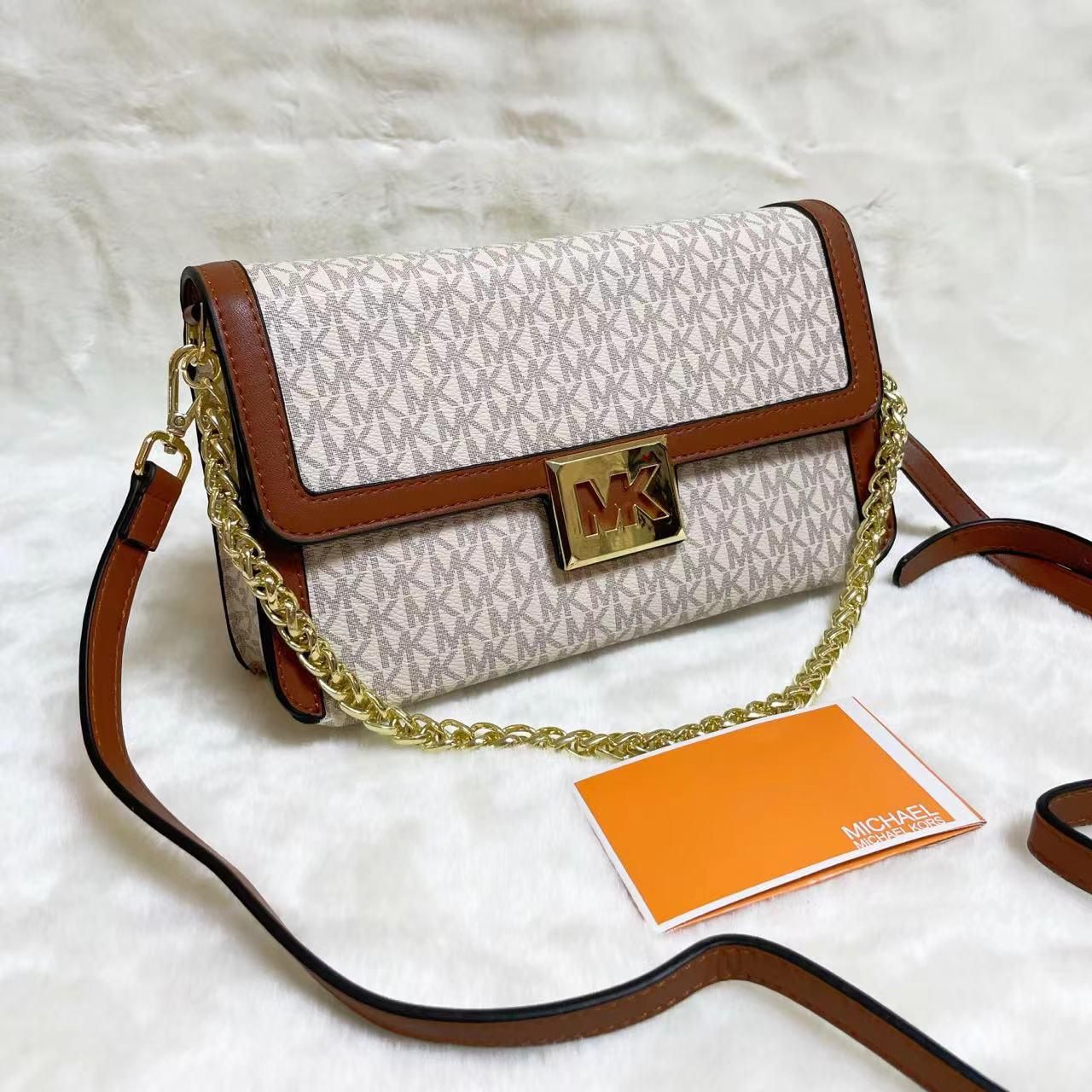 WhatsApp Image 2025-03-20 at 6.08.33 PM Michael Kors Sonia Beige Brown Sling Bag (With Box)
