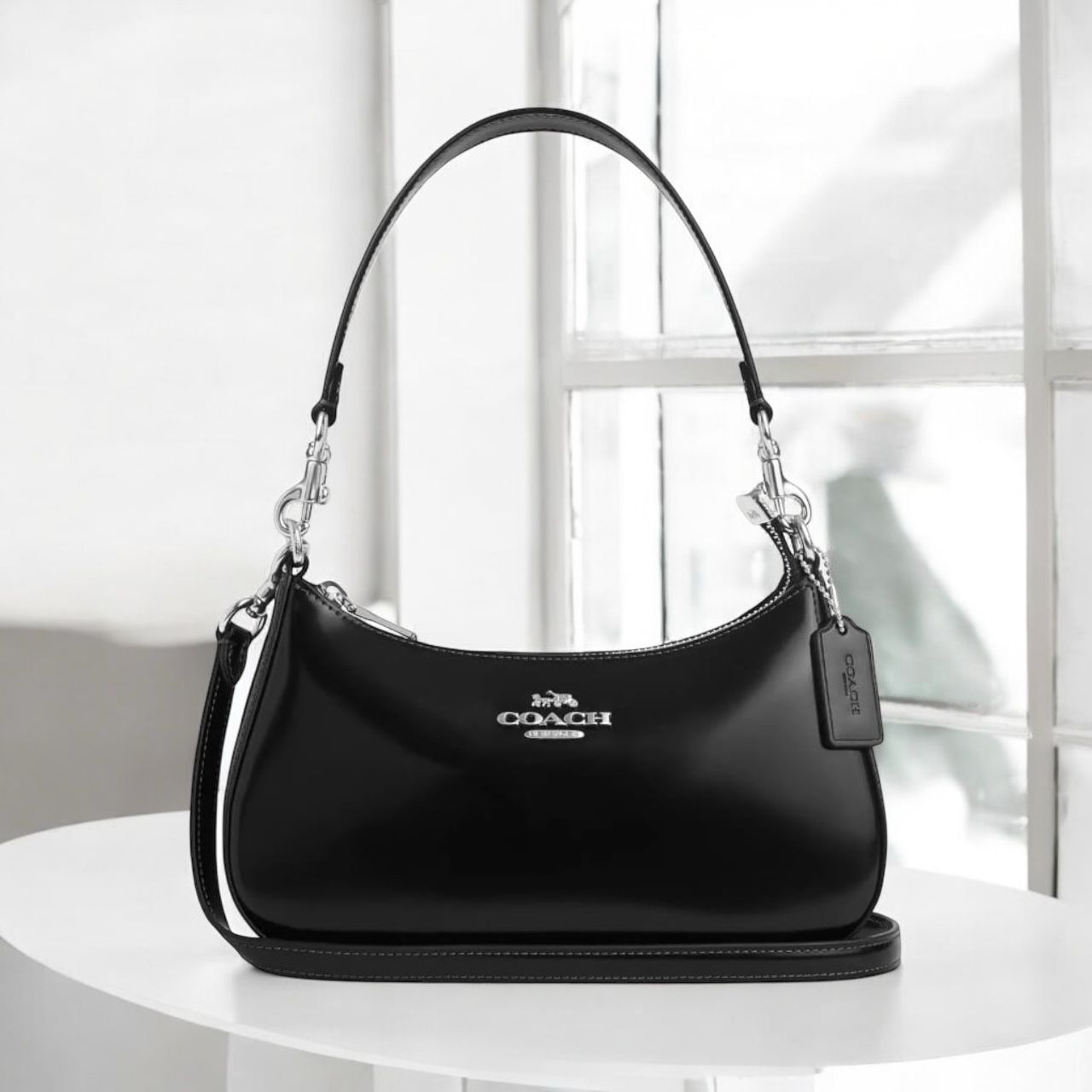 Coach Teri Leatherate Black Sling Bag (With Box)