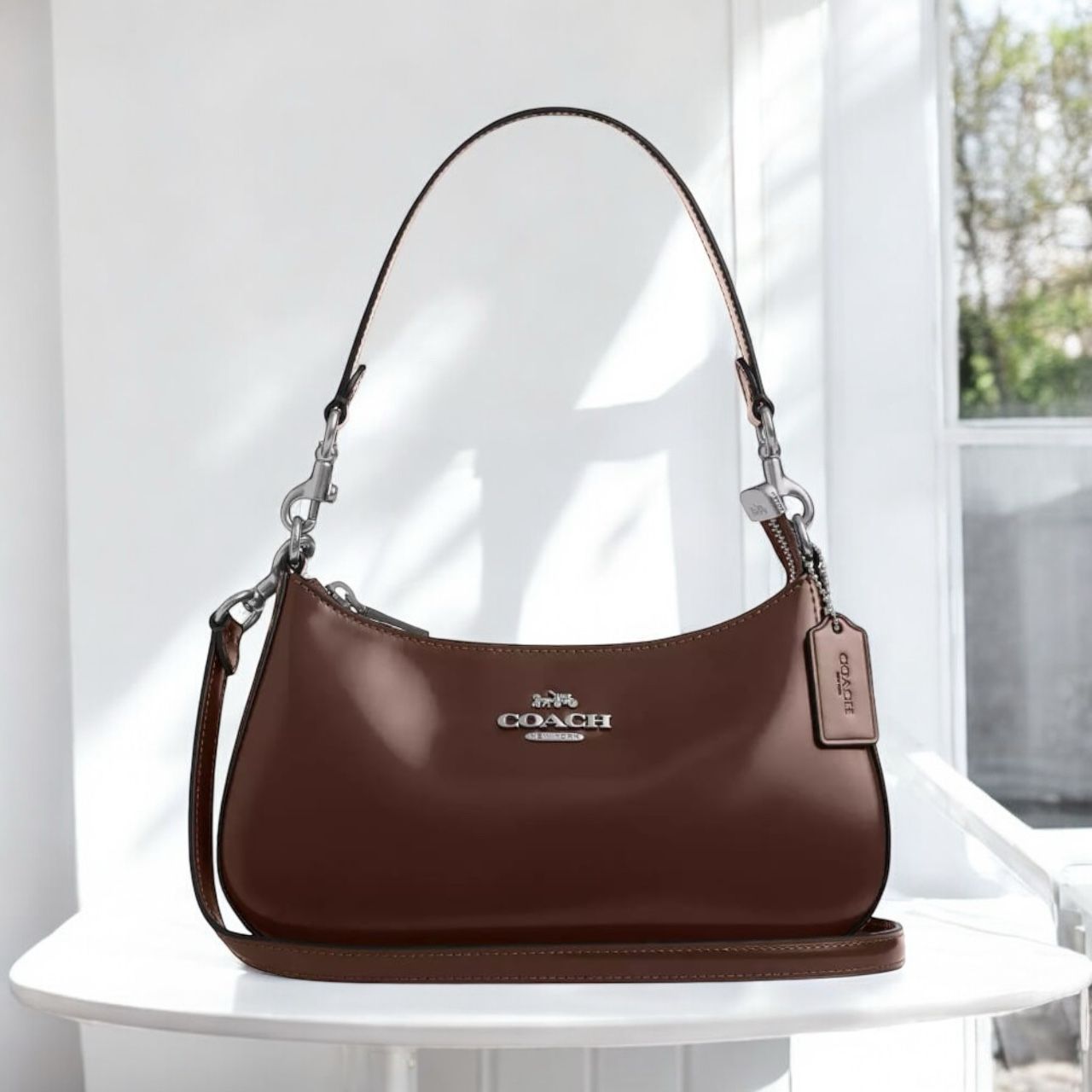 Coach Teri Leatherate Brown Sling Bag (With Box)
