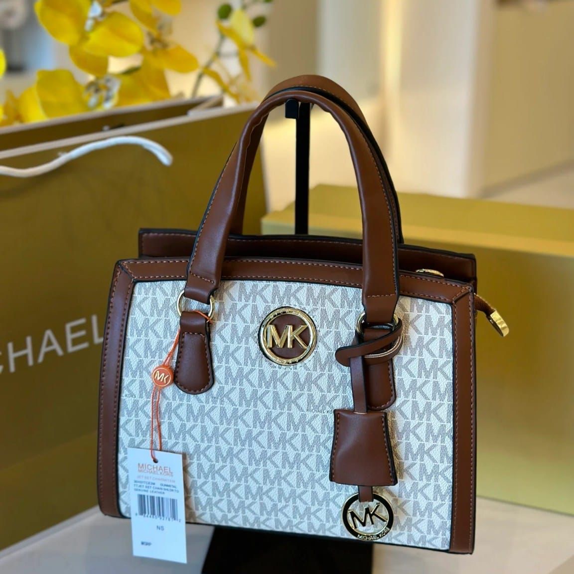 Michael Kors Chantal Beige Brown Small HandBag