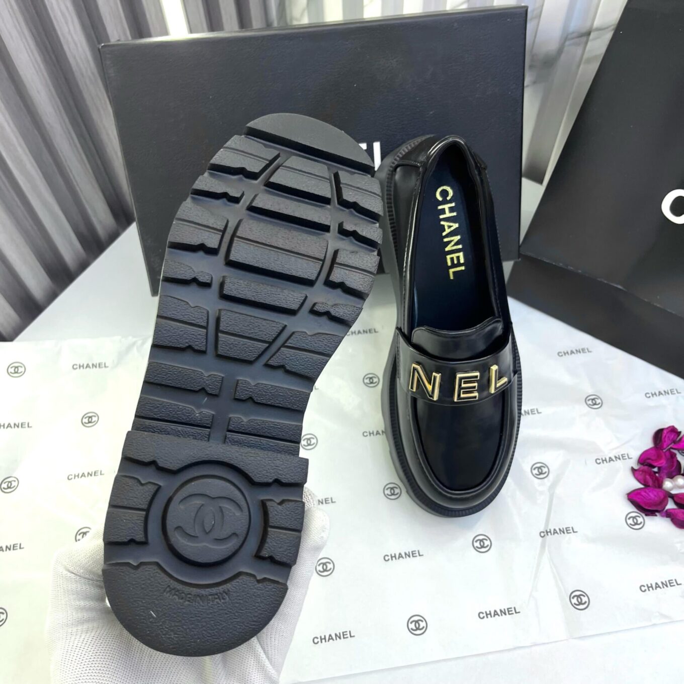 Chanel Black Mocassin Loafer