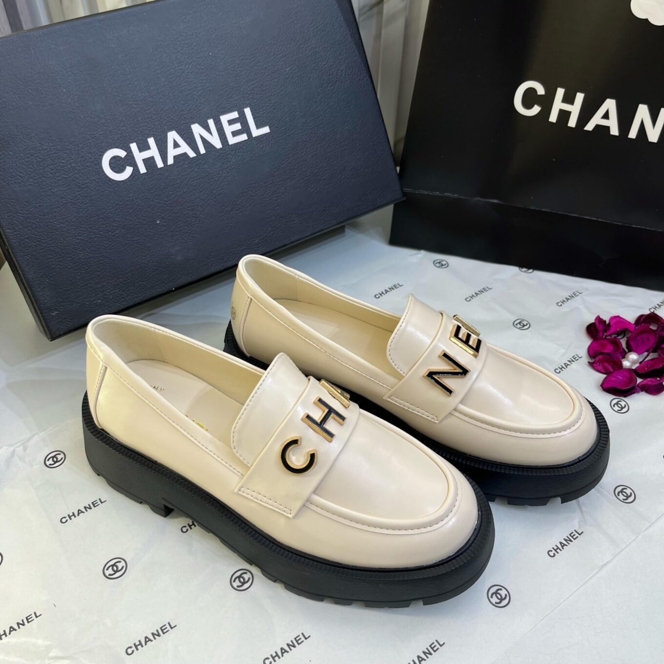 Chanel Off White Mocassin Loafer