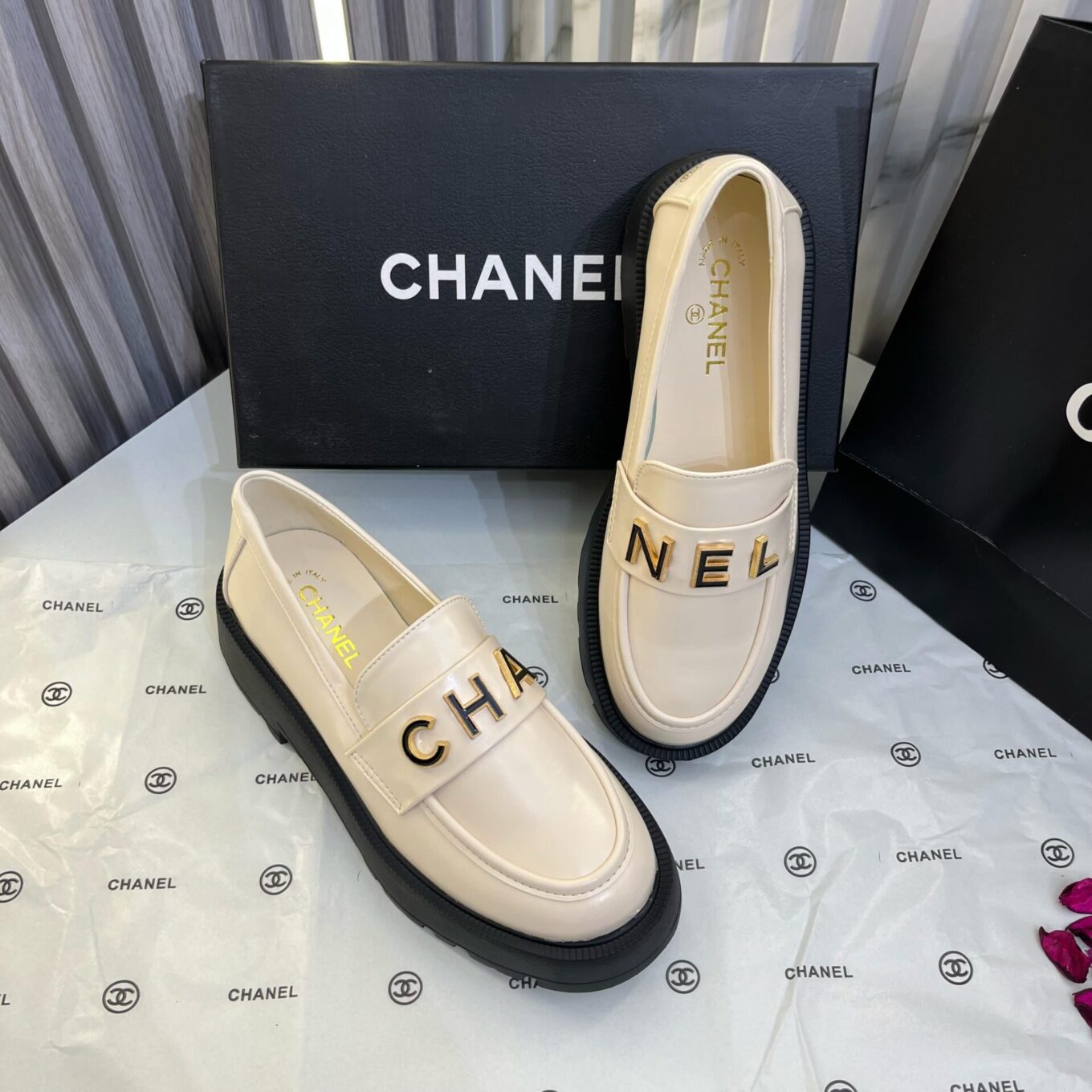 Chanel Off White Mocassin Loafer