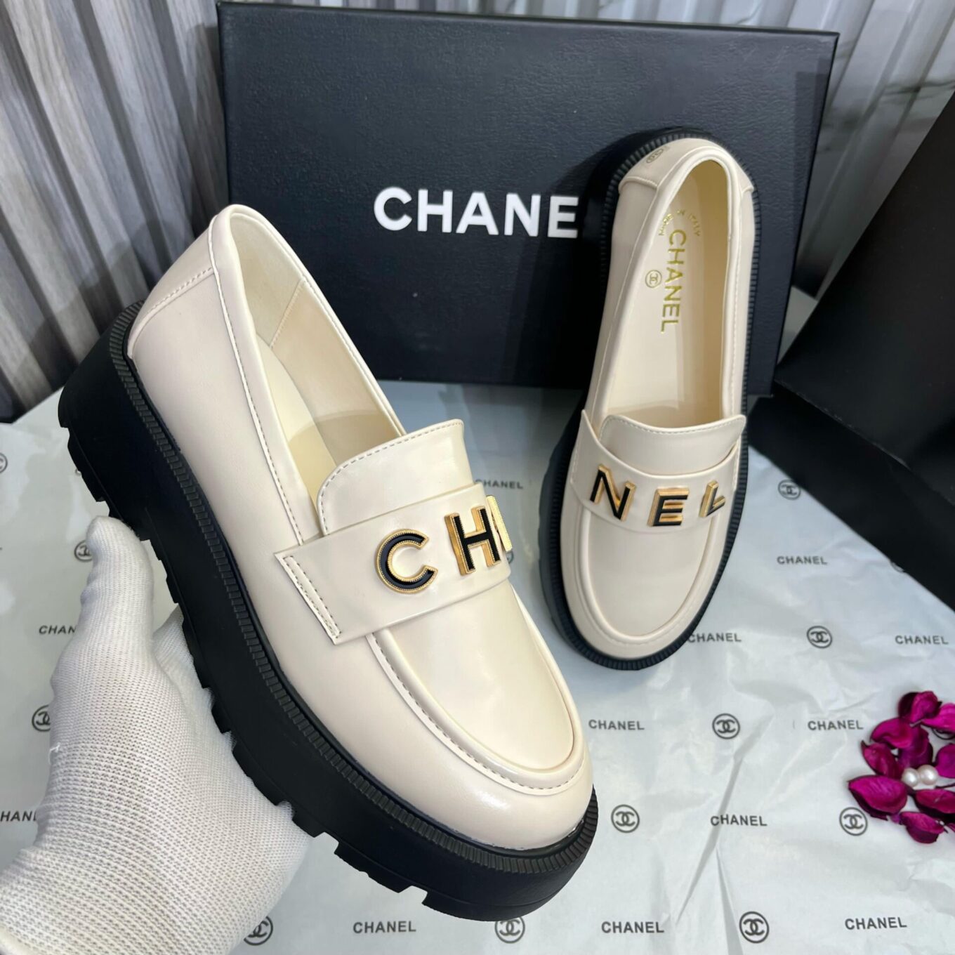 Chanel Off White Mocassin Loafer