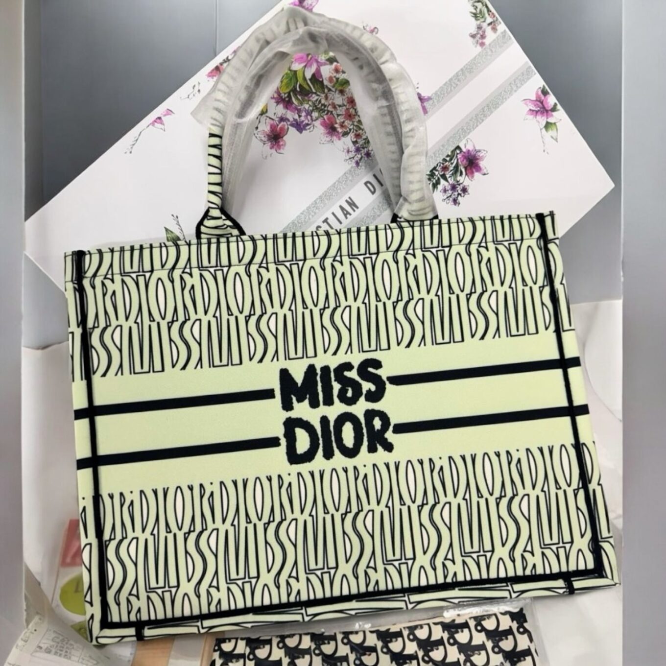 WhatsApp Image 2025-04-10 at 1.30.47 PM Christian Dior Miss Dior Green Book Tote (With Box)