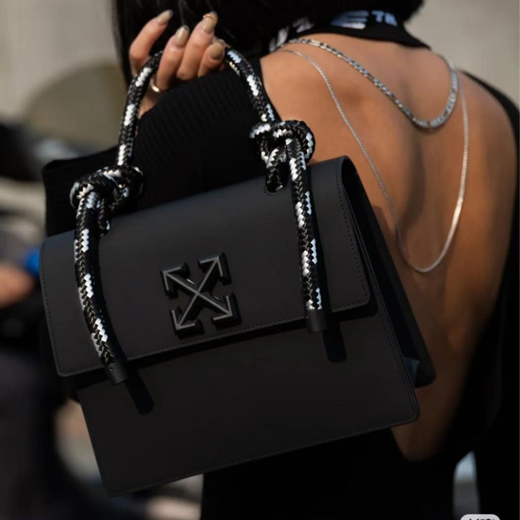 Off-White Gummy Jitney All Black Handbag (With Box)