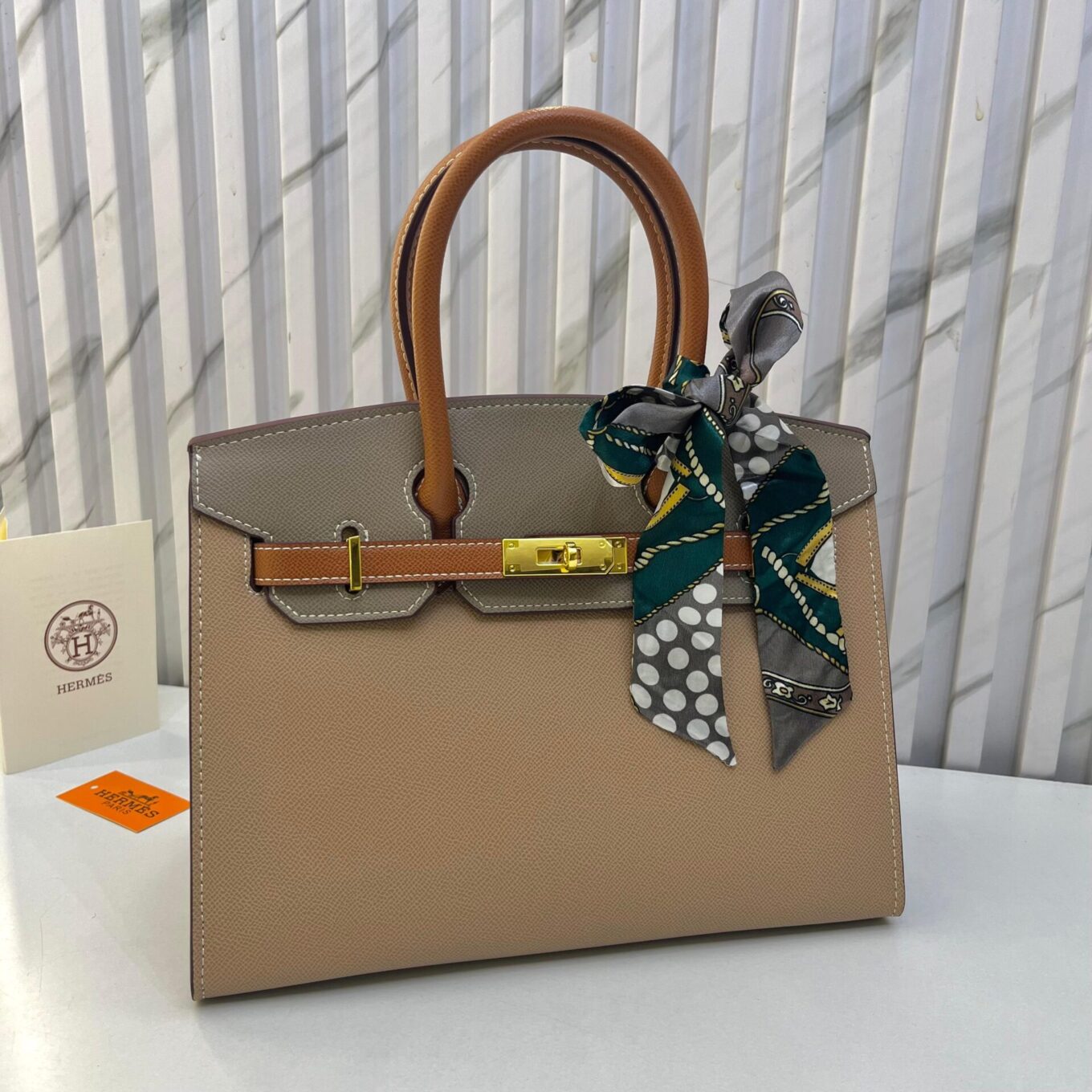 Hermes Birkin Apricot Brown 30cm Handbag (With Box)