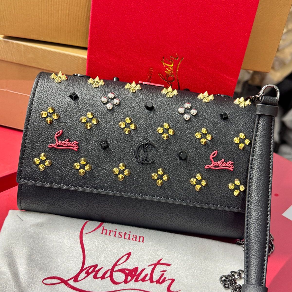 Christian Louboutin Studded Paloma Sling Bag (With Box)