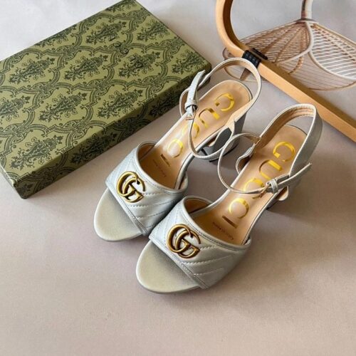 64d04a6f-8230-4e02-b56a-ffa59c162084 Gucci Marmont Silver Mid High Pump For Women