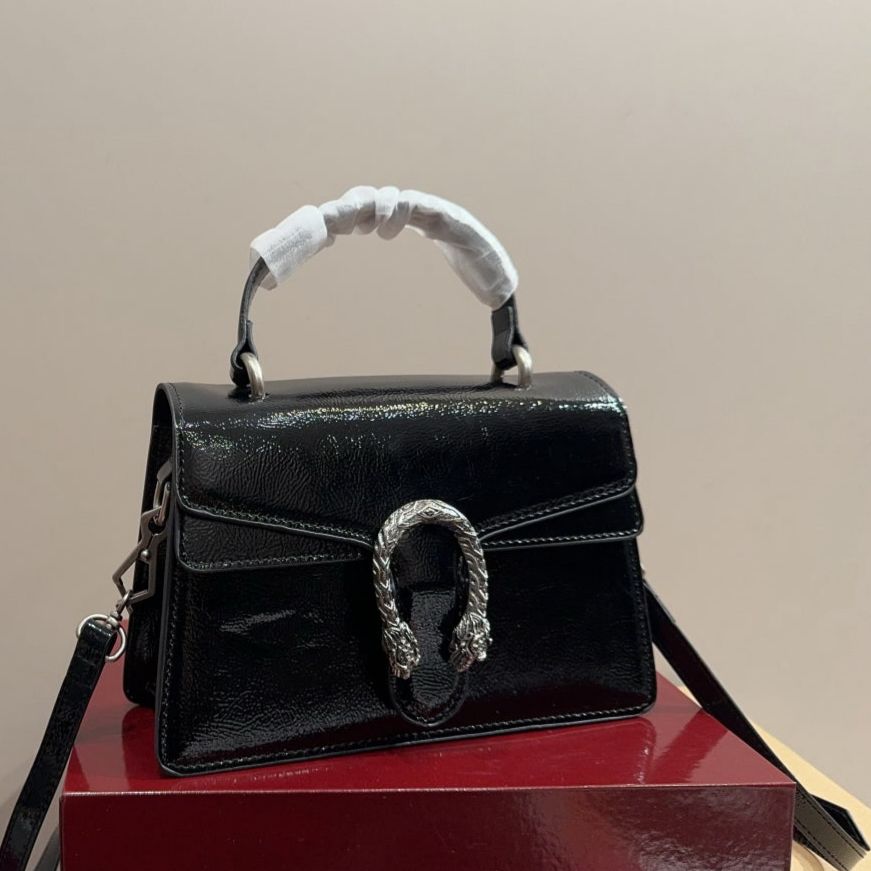 Gucci Dionysus Top Handle Black Shinny Handbag (With Box)
