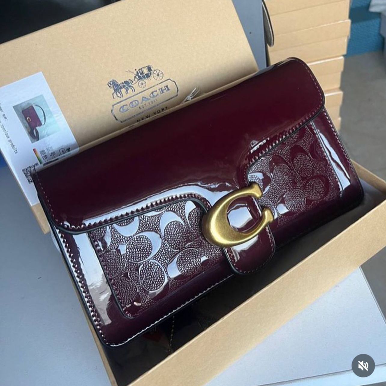 Coach Tabby 26 Patent Wine Shoulder Bag