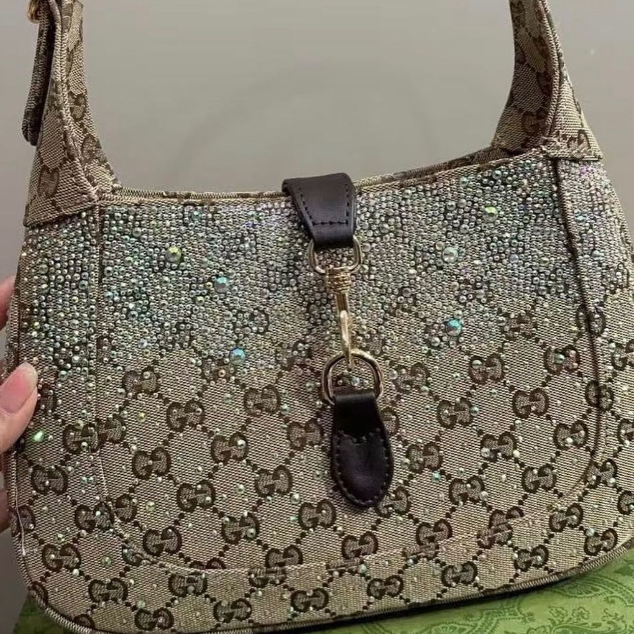 Gucci Jackie Notte Trimmed Crystal Embellished Premium Quality Handbag (With Box)