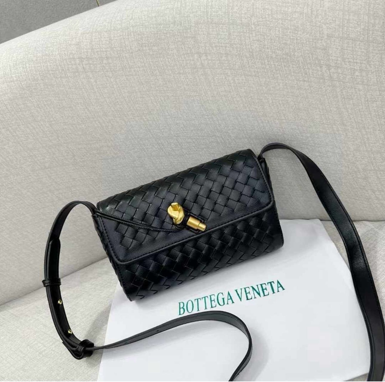 Bottega Veneta Andiamo Black Crossbody Bag (With Box)