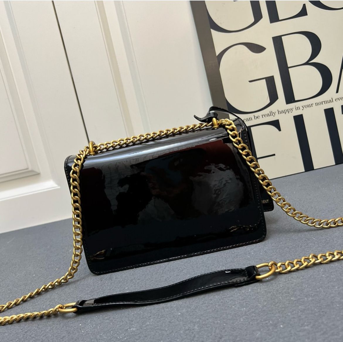 Ysl Sunset Patent Black Premium Quality Sling Bag (With Double Box)