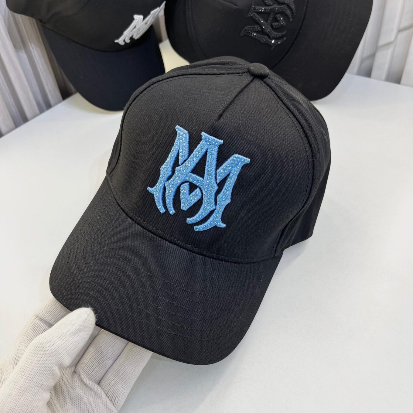 Amiri Blue Studded Logo Baseball Cap