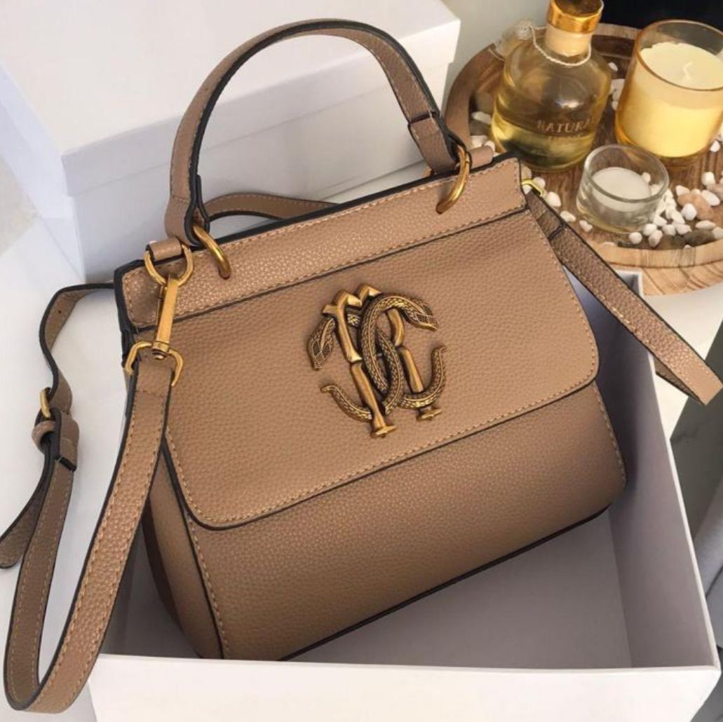 Roberto Cavalli  Mirror Apricot Top Handle Handbag (With Box)