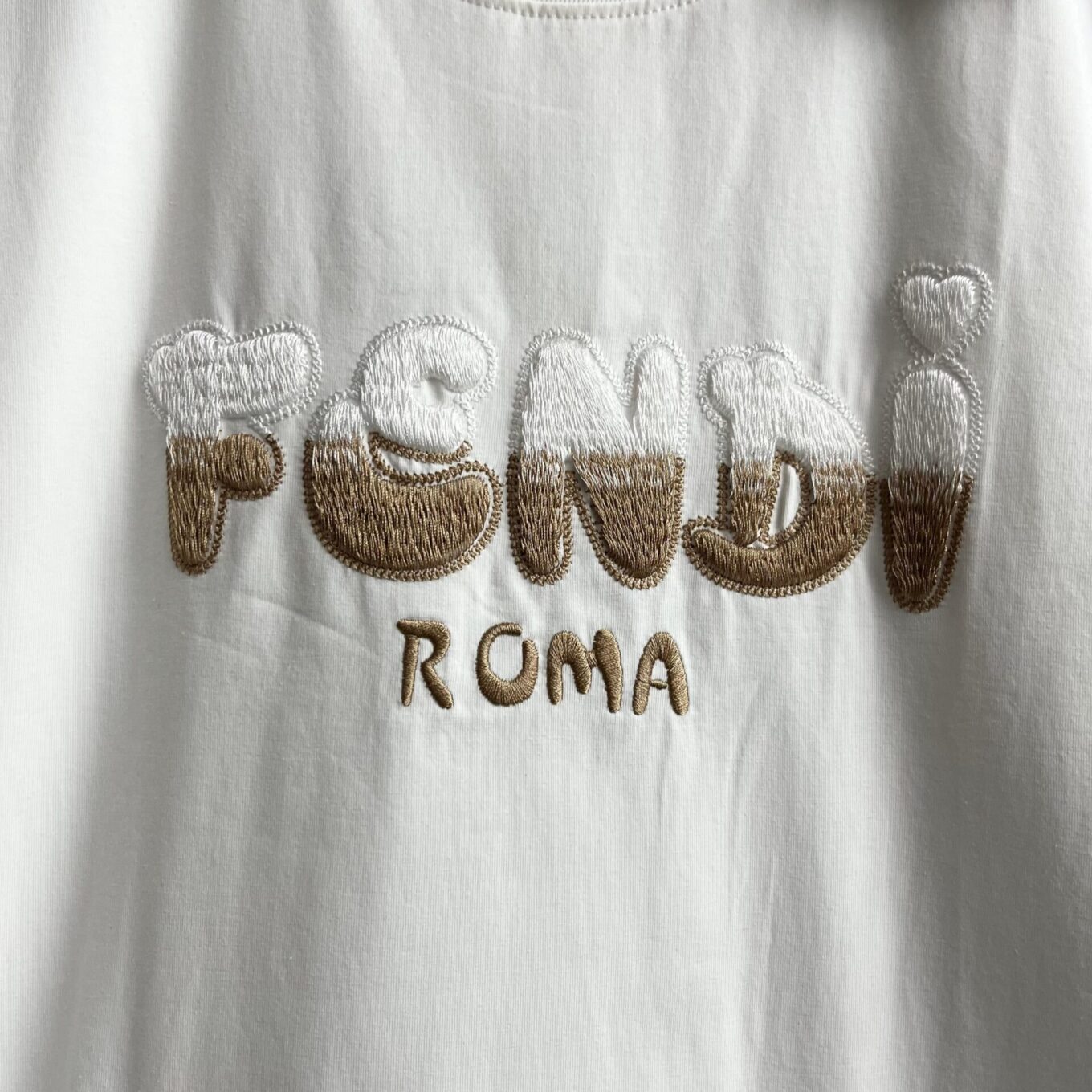 Fendi White 3D Logo Tshirt For Women