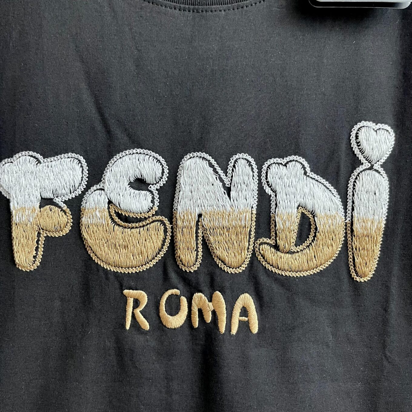 Fendi Black 3D Logo Tshirt For Women