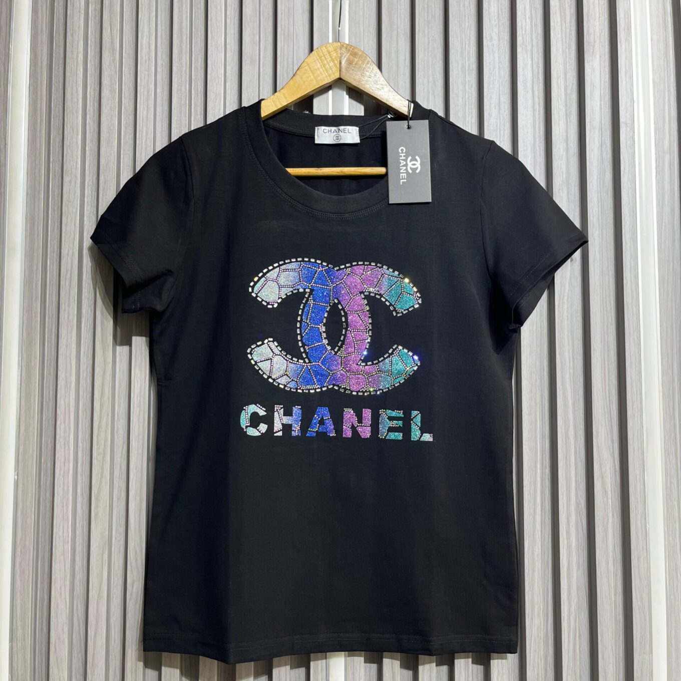 WhatsApp Image 2025-06-16 at 12.35.44 PM Chanel Black 3D Logo Tshirt For Women
