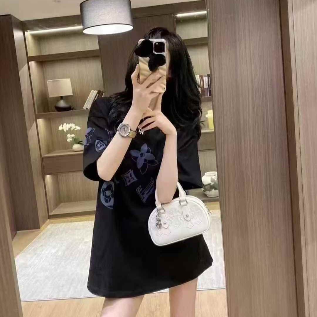 WhatsApp Image 2025-06-17 at 11.56.58 AM (1) Louis Vuitton Black Printed Oversized T-shirt For Women