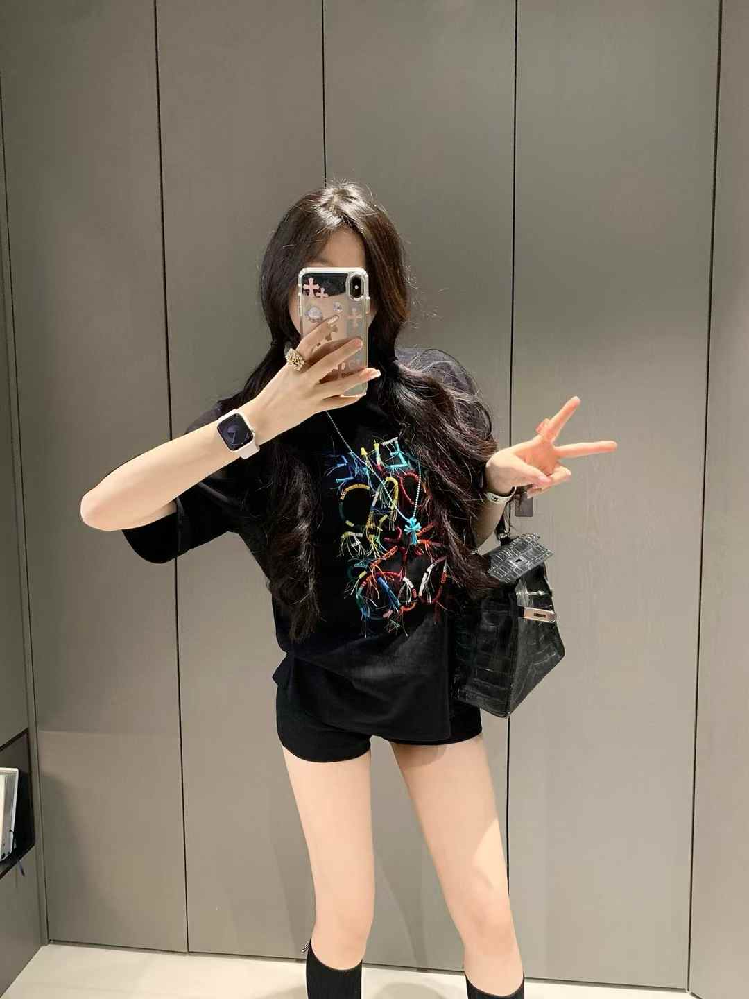 WhatsApp Image 2025-06-17 at 12.50.53 PM Loewe Black Oversized T-shirt For Women