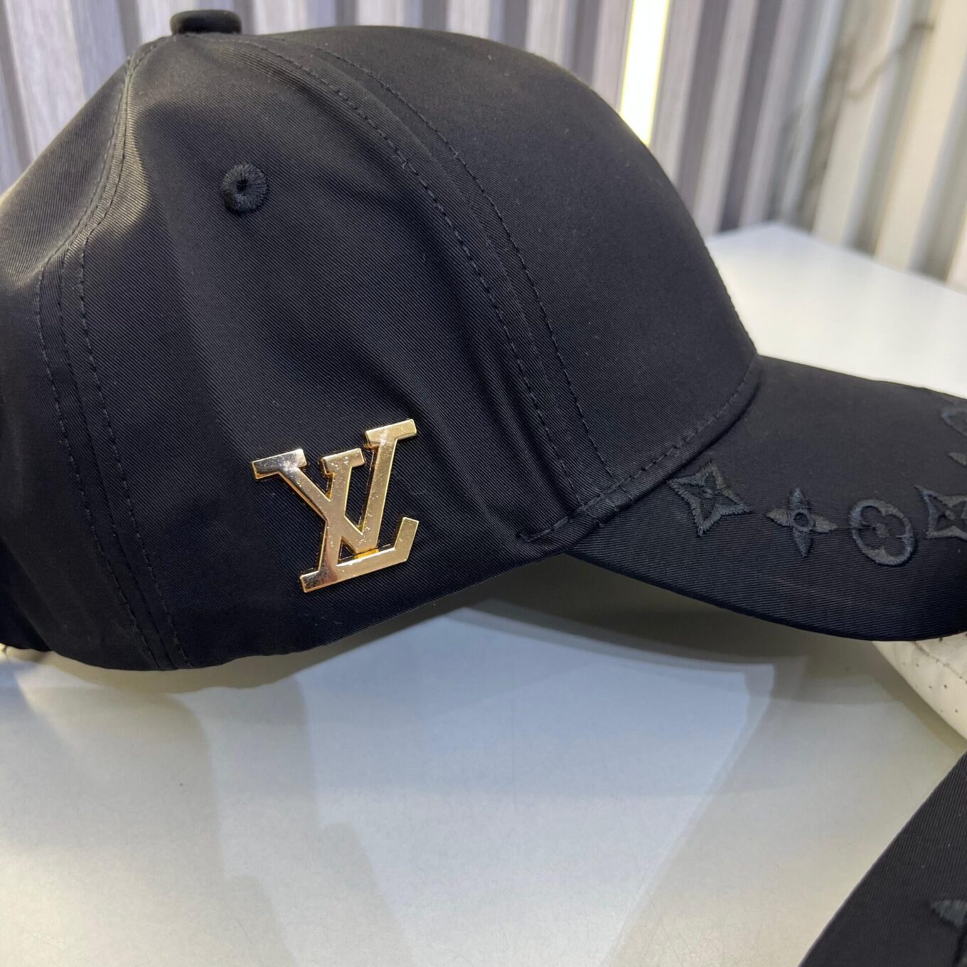 Louis Vuitton Black Flower Baseball Cap