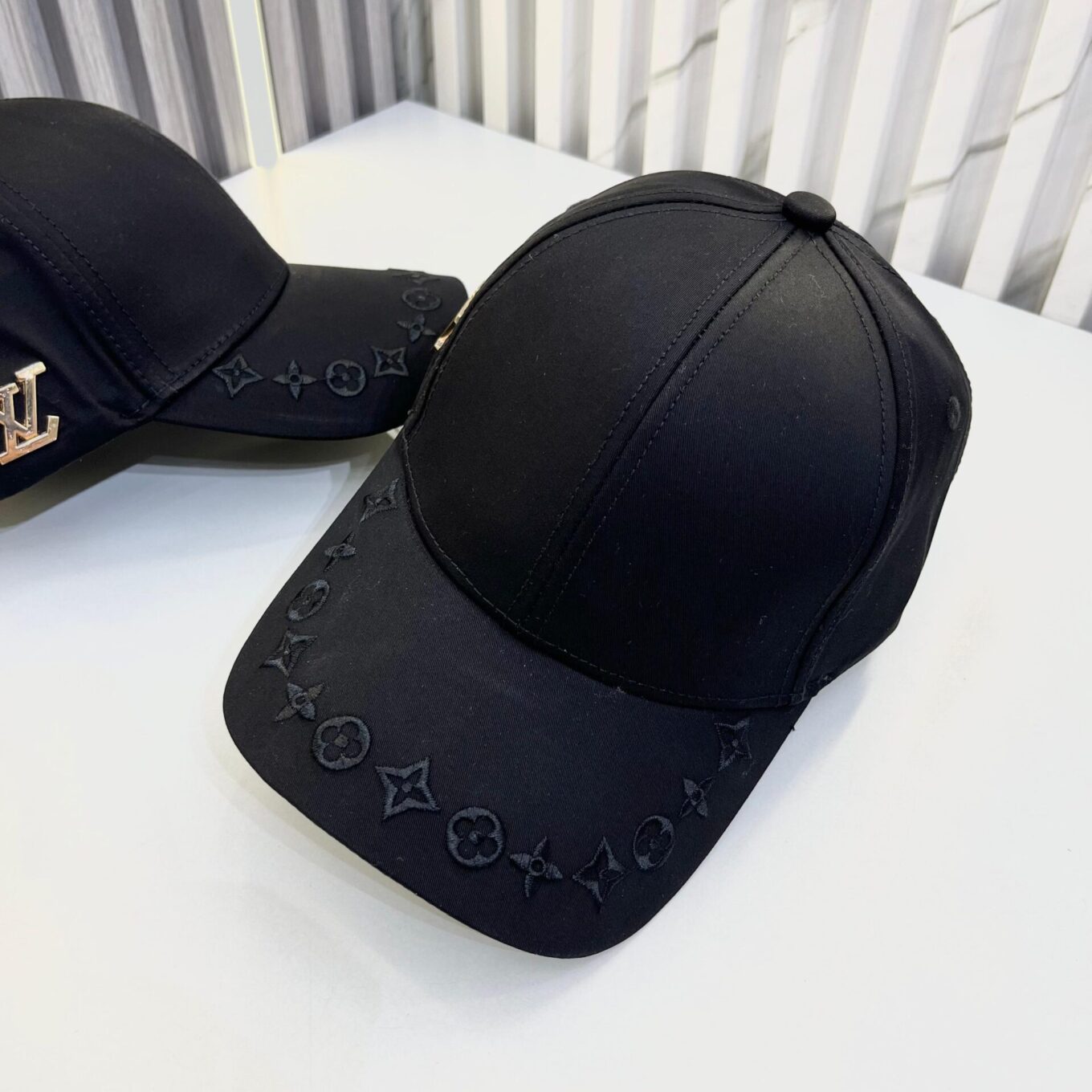 Louis Vuitton Black Flower Baseball Cap
