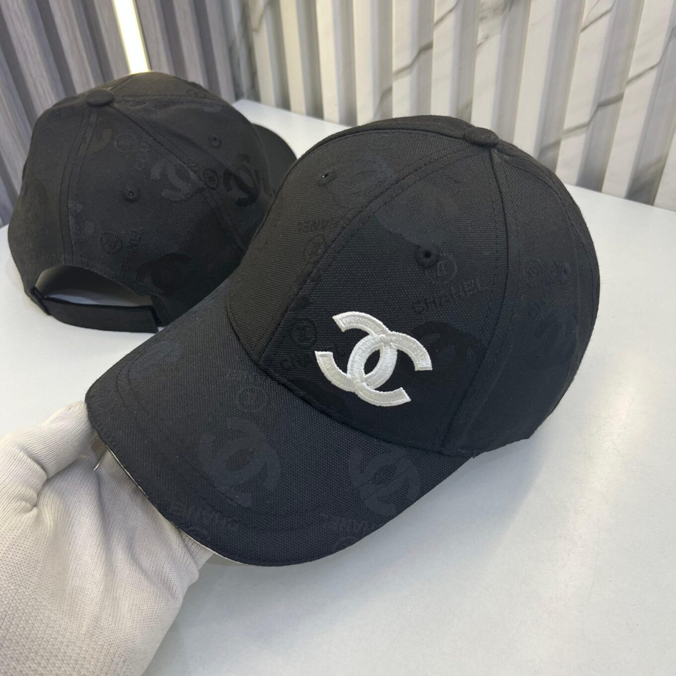 Chanel Black Monogram Baseball Cap