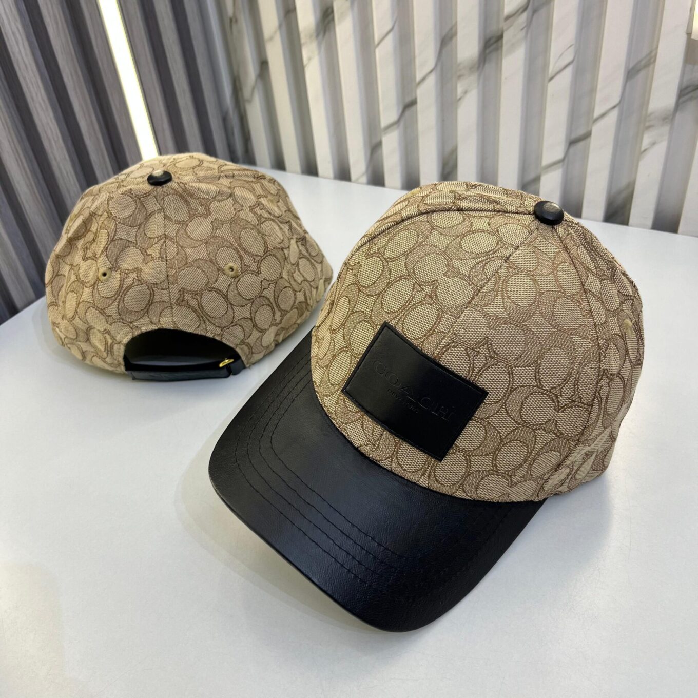 WhatsApp Image 2025-06-18 at 10.24.40 AM Coach Jacquard Apricot Leatherate Baseball Cap