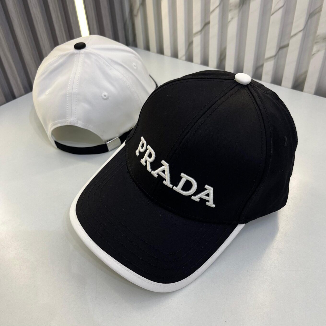 WhatsApp Image 2025-06-18 at 10.25.46 AM Prada Black White Baseball Cap