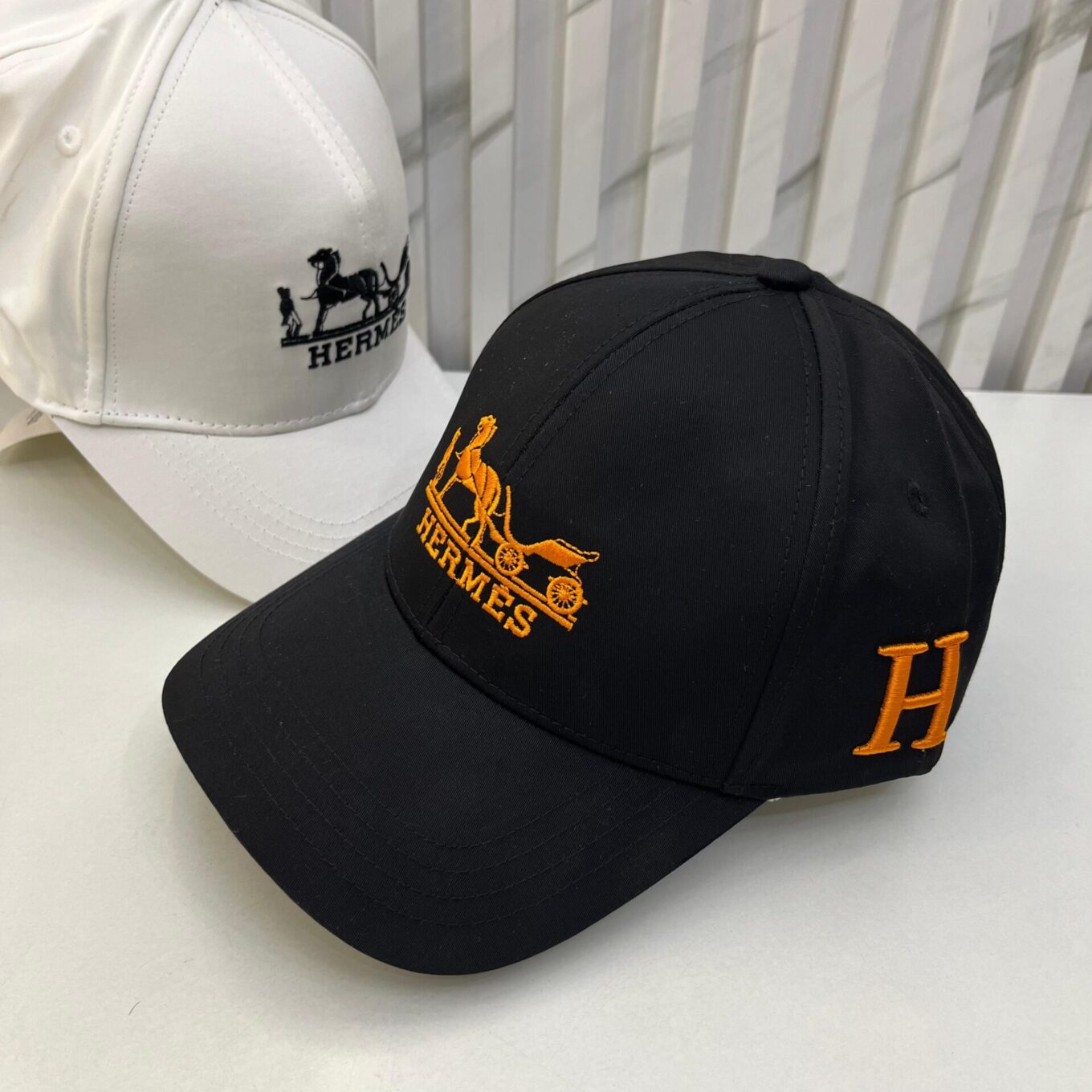 WhatsApp Image 2025-06-18 at 10.37.24 AM Hermes Black Orange Baseball Cap