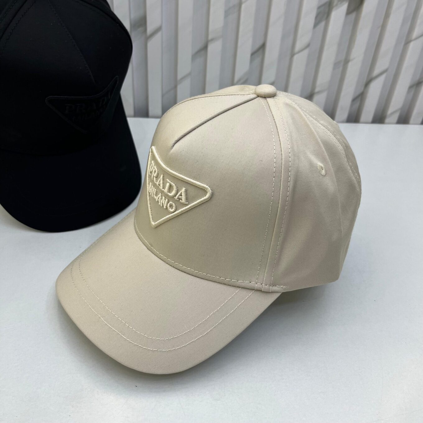 Prada Beige Logo Baseball Cap