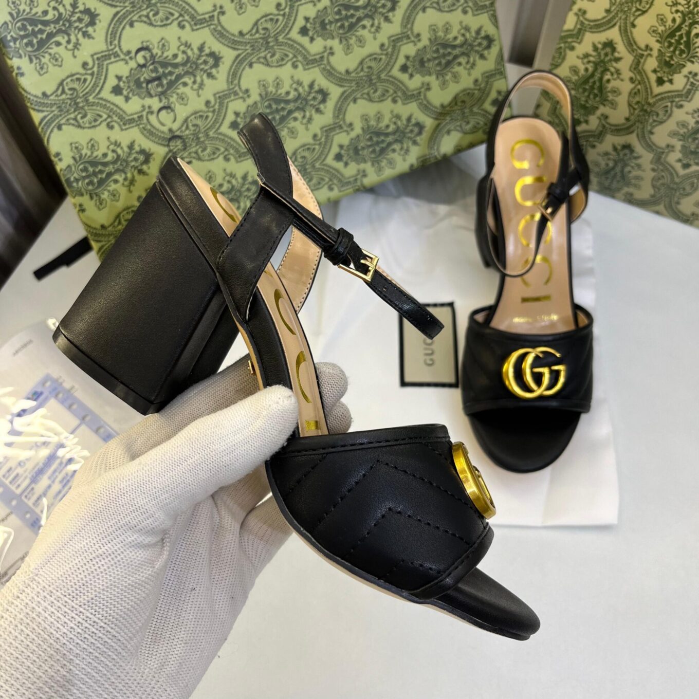 Gucci Marmont Black Mid High Pump
