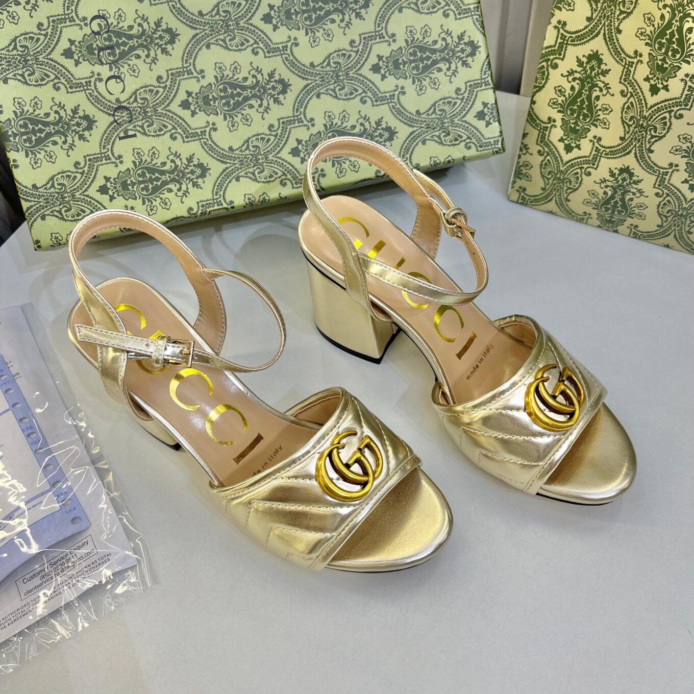 Gucci Marmont Golden Mid High Pump