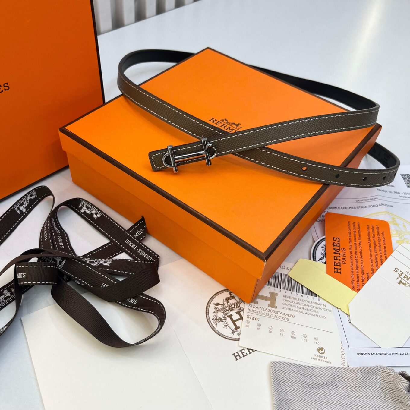 Hermes Epsom Khaki Women’s belt