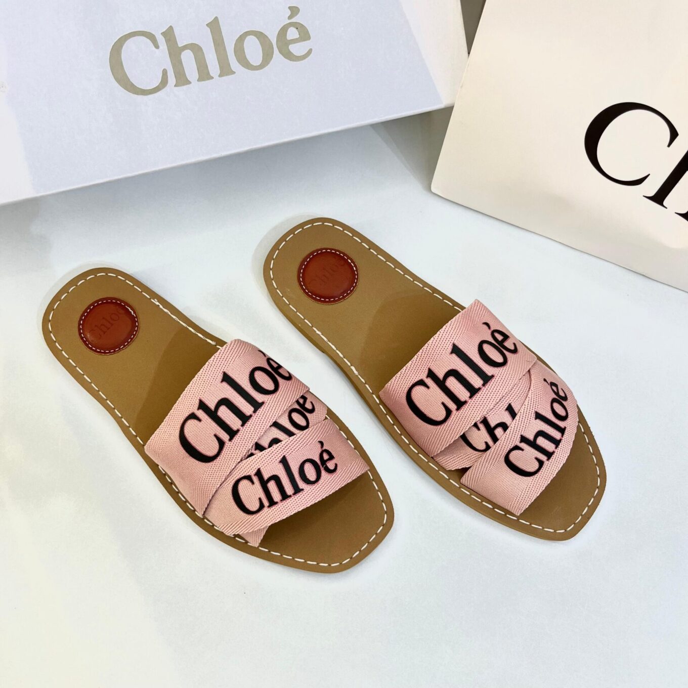 Chloe Pink Flat Slip On Sandal