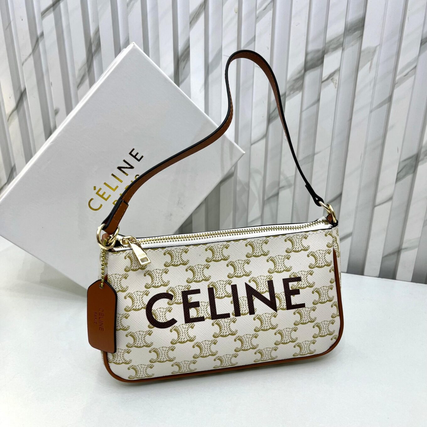 Celine Beige Brown Shoulder Bag (With Box)