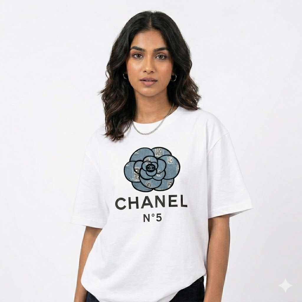 Chanel Flower White Oversized T-shirt For Women