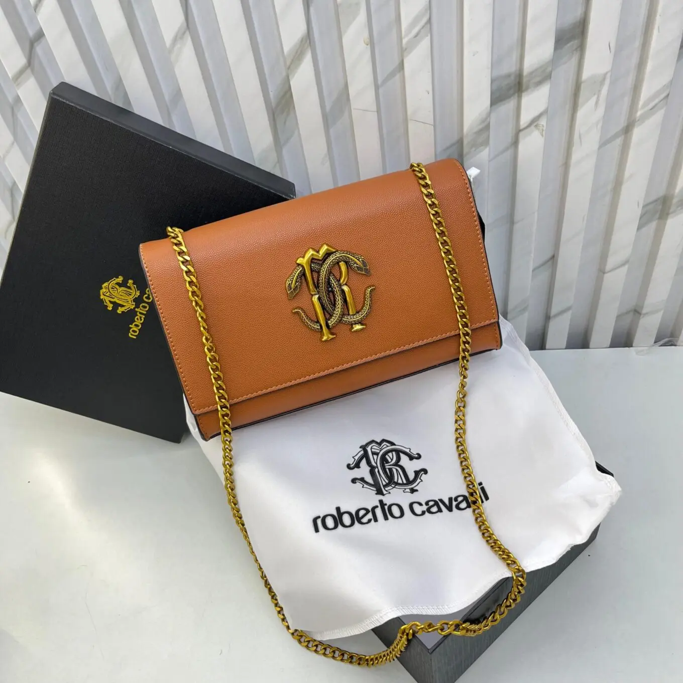 WhatsApp-Image-2025-06-30-at-4.18.41-PM Roberto Cavali Mirror Snake Brown Sling Bag (With Box)