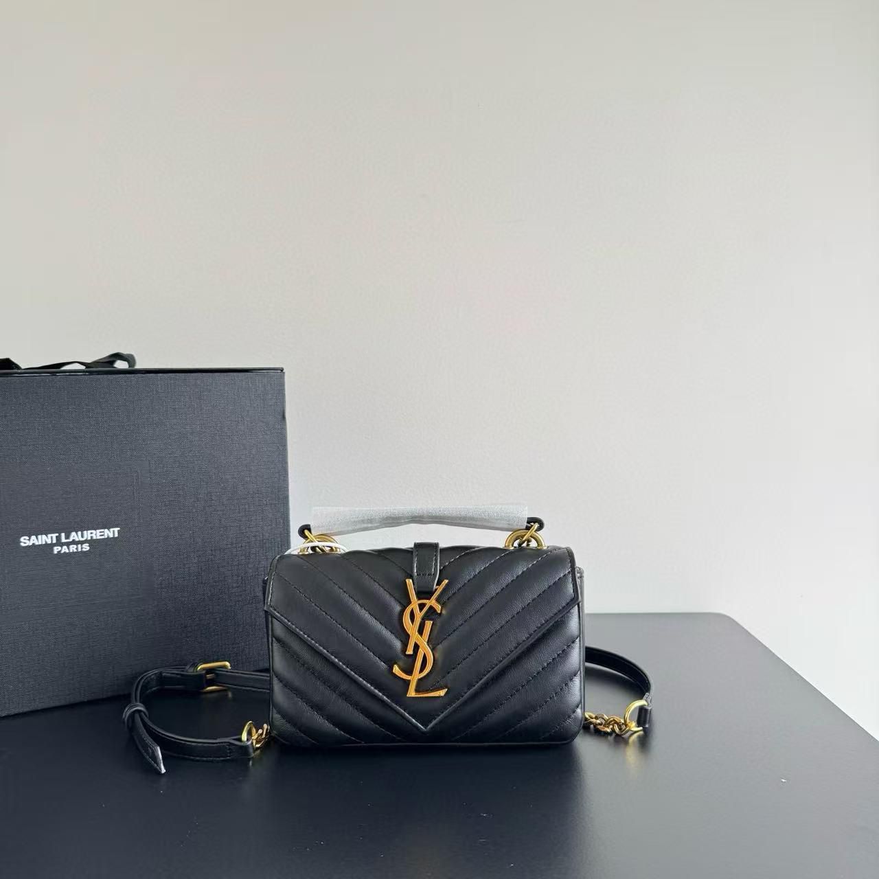 Ysl Lou Lou Top Handle Black Small Sling Bag (With Box)