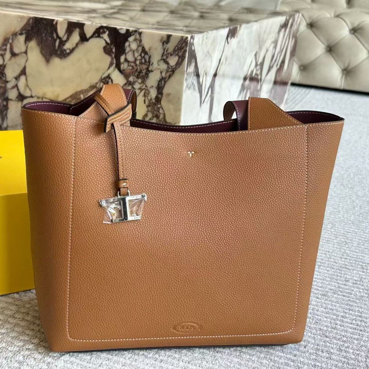 Tods T Timeless Brown Medium Tote Bag (With Box)