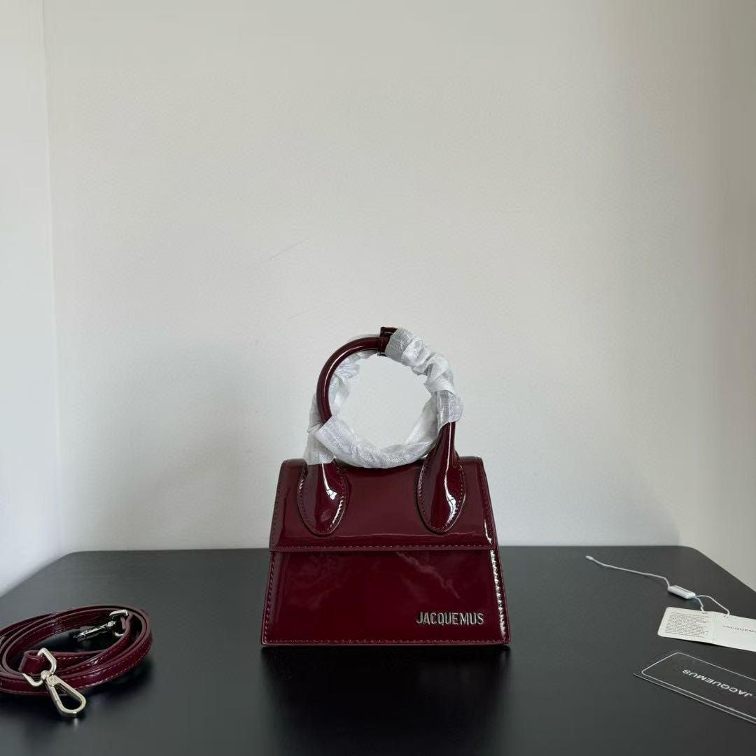 WhatsApp Image 2025-07-11 at 5.05.10 PM Jacquemus Chiquito Glossy Wine Handbag (With Box)